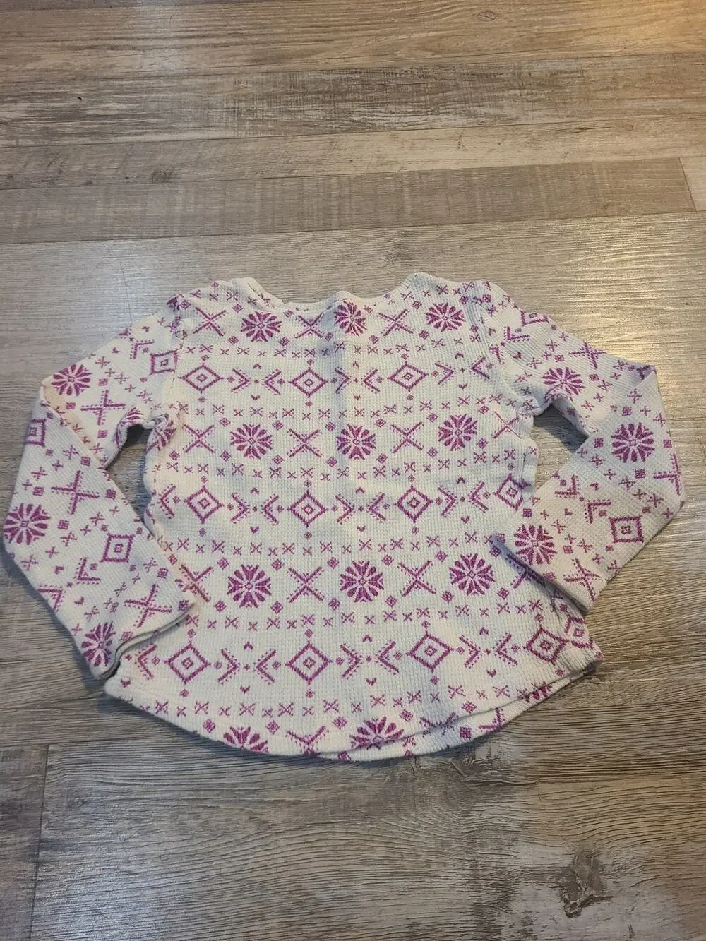 Old navy 3t girls pink and white cotton thermal long sleeve shirt